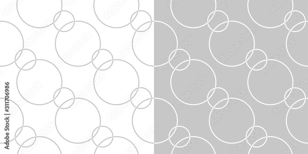 Compilation of geometric seamless backgrounds. White and gray pattern with circles Compilation of geometric seamless backgrounds. White and gray pattern with circles