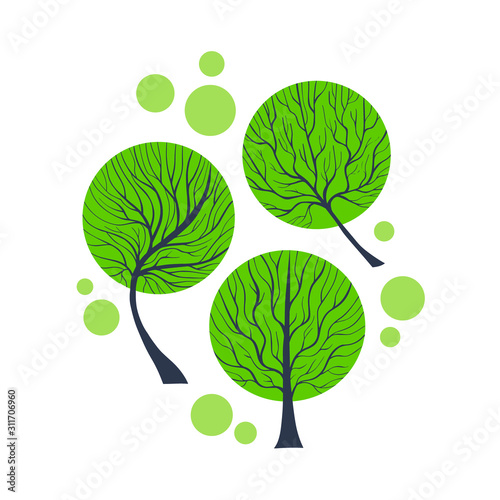 Three Elegant Vector Treies. Eco and Healthy lifestyle Concept. Nature Illustration. EPS 8 photo