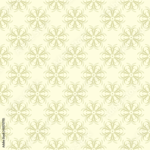 Floral seamless pattern. Olive green background