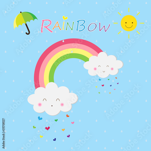 background with rainbow and clouds