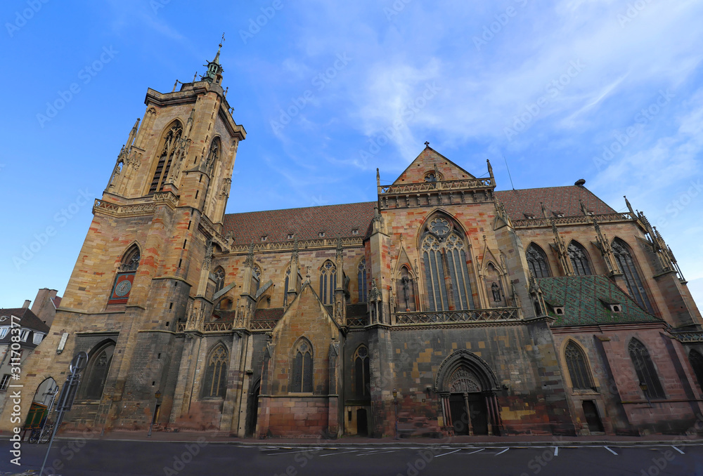 Built between 1235 and 1365 in Colmar, France , the Saint Martin s collegiate church is an important example of Gothic architecture in Alsace. Built between 1235 and 1365 in Colmar, France , the Saint Martin s collegiate church is an important example of Gothic architecture in Alsace.