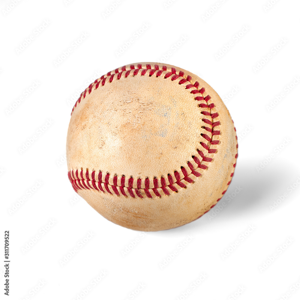 worn baseball isolated on white background, team sport worn baseball isolated on white background, team sport