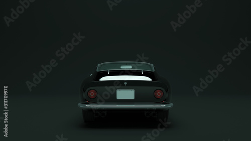 Powerful Black Lightweight Racing Car 1960's Style 3d illustration 3d render © paul