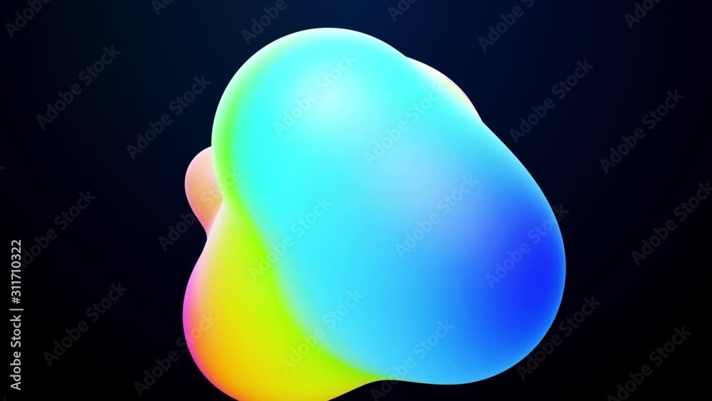 abstract 3d background with beautiful colorful gradient on metaball, spheres circulate in air with inner glow, merge like drops of water. Abstract bubbles in liquid with glow gradient colors