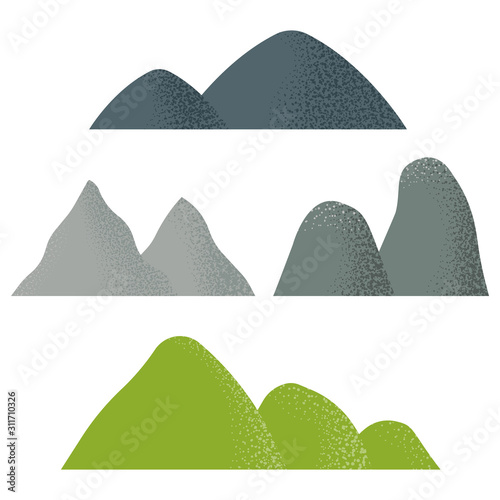 Mountain Icons. Mountain peaks. Rocky landscape. Vector image in a flat style.