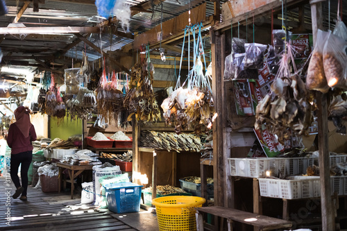 Semporna, Malaysia - November 28, 2019 : A View inside a local market in Semporna.