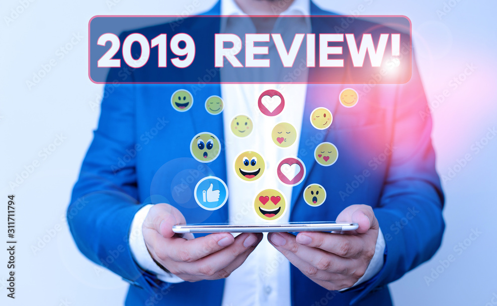 Text sign showing 2019 Review. Business photo showcasing remembering past year events main actions or good shows Text sign showing 2019 Review. Business photo showcasing remembering past year events main actions or good shows