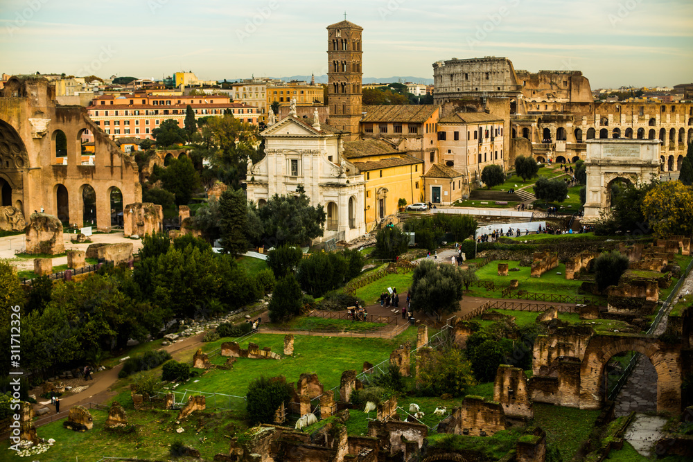 Italy / Rome 14. December 2019 The ruins of the Roman Forum