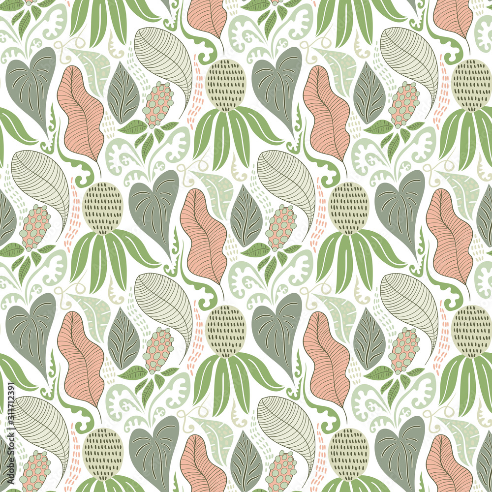 Obraz Vector Seamless Tough Pattern with Flowers