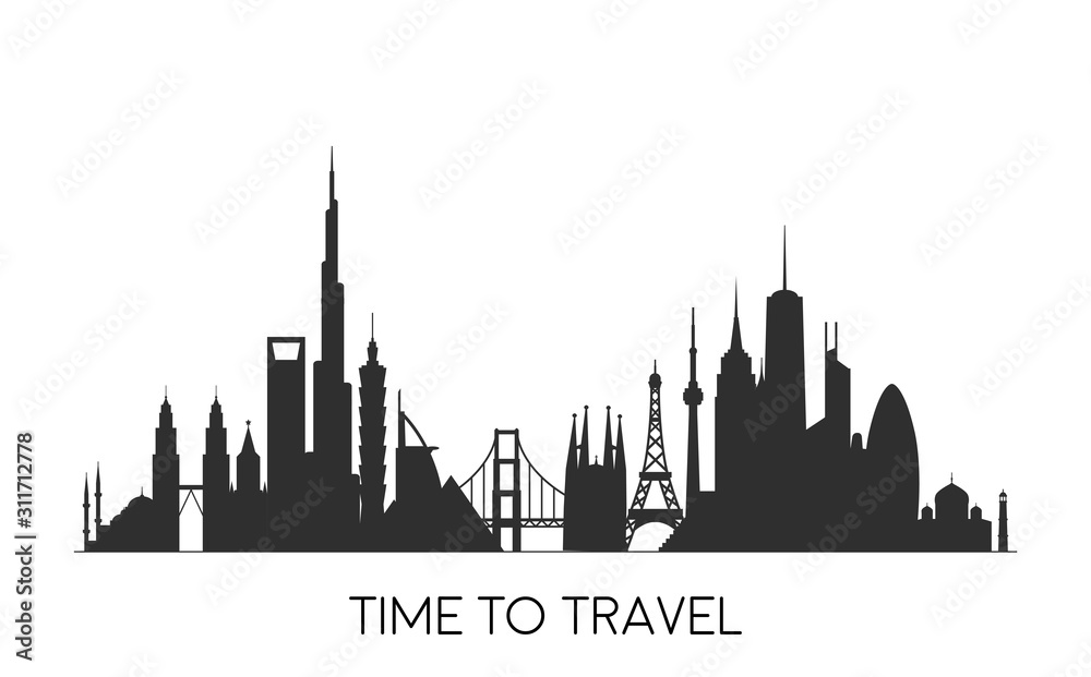 World skyline. Travel and tourism background.