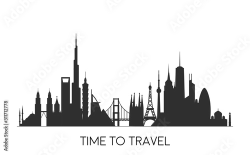 World skyline. Travel and tourism background.
