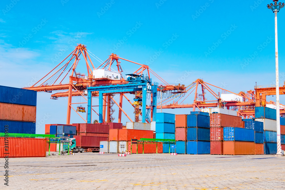 Fototapeta premium Container terminal yard.