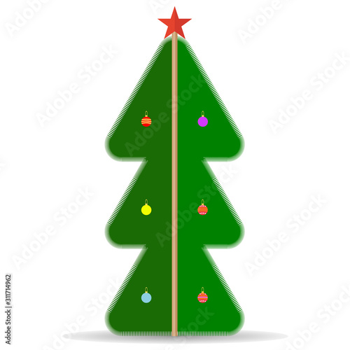 Vector illustration. Green Christmas tree