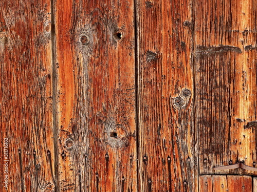 Wooden boards assembled as a wall