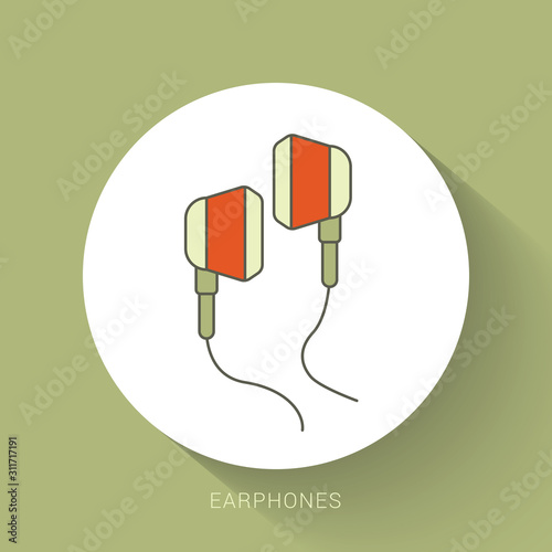 Headphones with sound wave icon isolated