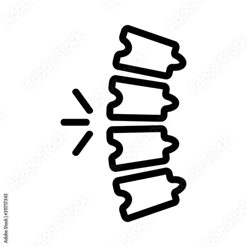 pain in the spine icon vector. A thin line sign. Isolated contour symbol illustration