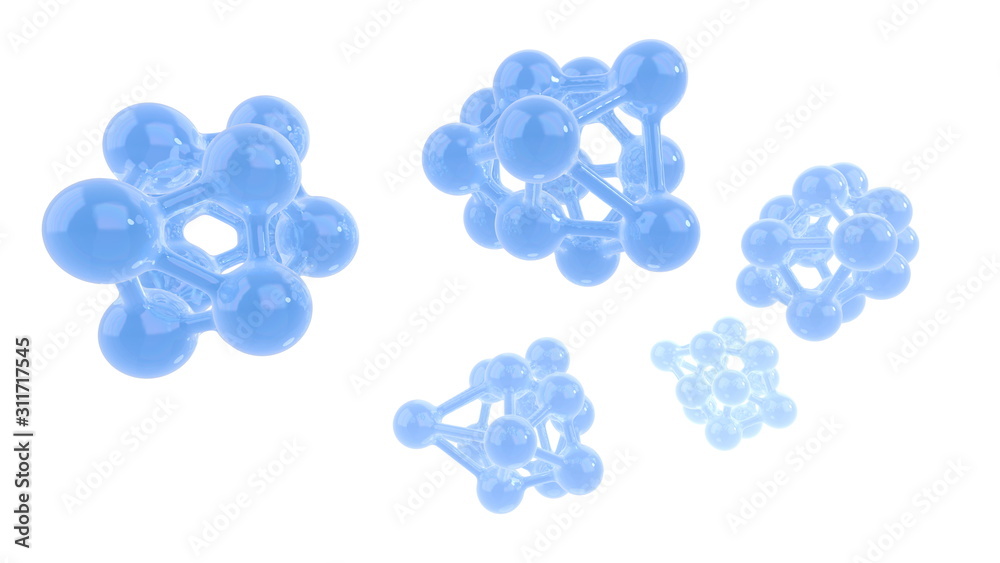 Abstract blue molecule colorful illustration isolated on white background. Medical or scientific 3d illustration Abstract blue molecule colorful illustration isolated on white background. Medical or scientific 3d illustration
