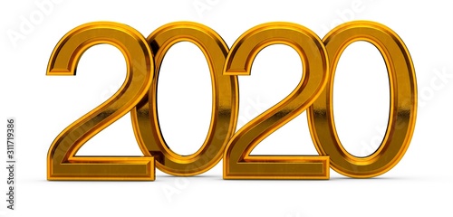 2020 year in gold digital 3d