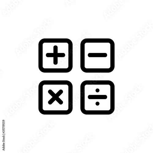 Calculator icon vector. A thin line sign. Isolated contour symbol illustration