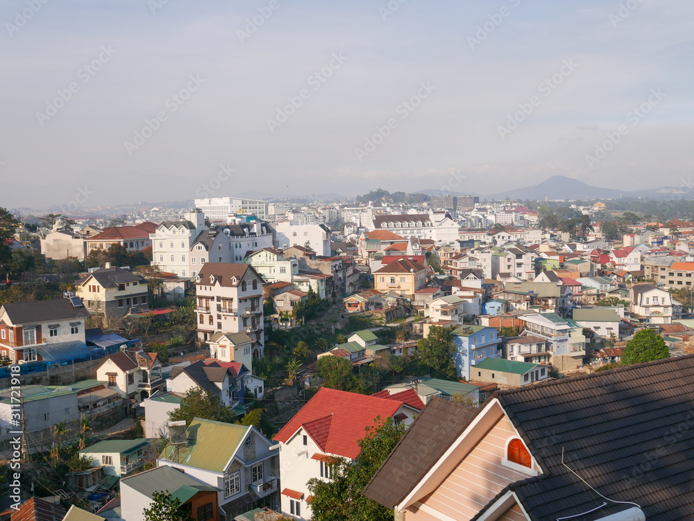 aerial view of the old city.dalat vietnam