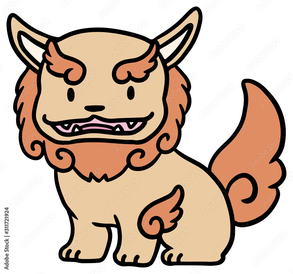 Obraz premium かわいいシーサーのイラスト_10