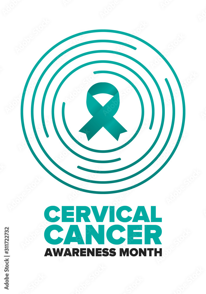 Cervical Cancer Awareness Month. Celebrate annual in January. Woman healthcare. Girl solidarity. Cancer prevention. Female disease. Medical healthcare concept. Poster, banner and background. Vector Cervical Cancer Awareness Month. Celebrate annual in January. Woman healthcare. Girl solidarity. Cancer prevention. Female disease. Medical healthcare concept. Poster, banner and background. Vector