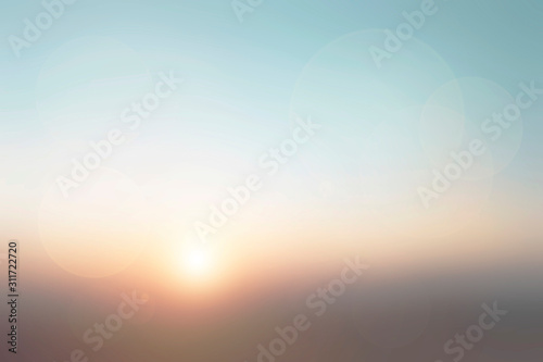 Abstract blurred Sunshine clouds sky in pastel color tone