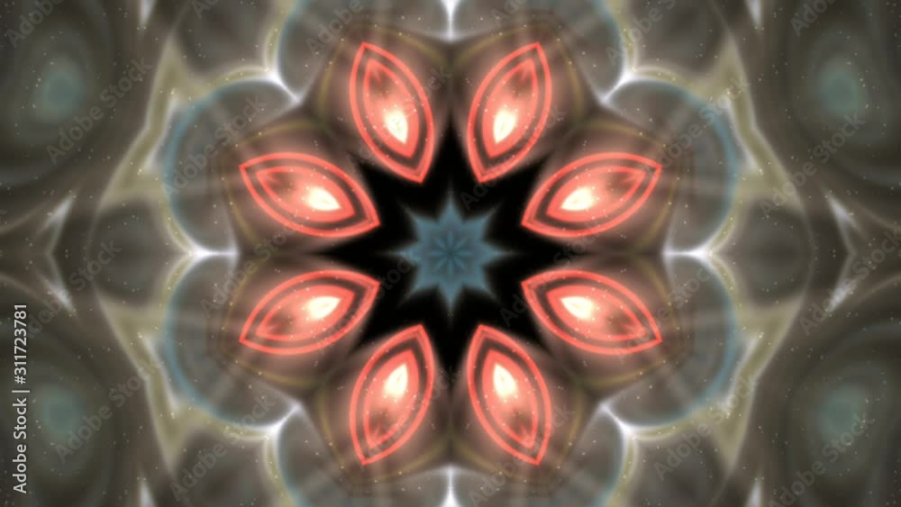 beautiful kaleidoscope sequence patterns.  Abstract  motion graphics background. Or for yoga, clubs, shows, mandala, fractal animation. Beautiful bright ornamen flower