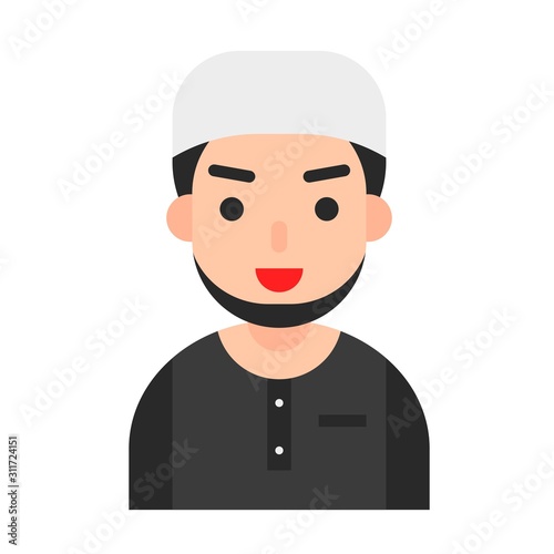 Muslim avatar vector, Muslim people flat icon