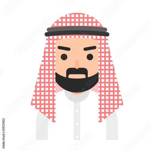 Muslim avatar vector, Muslim people flat icon