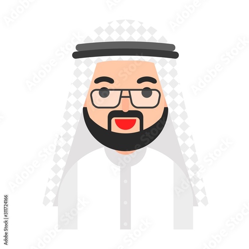 Muslim avatar vector, Muslim people flat icon