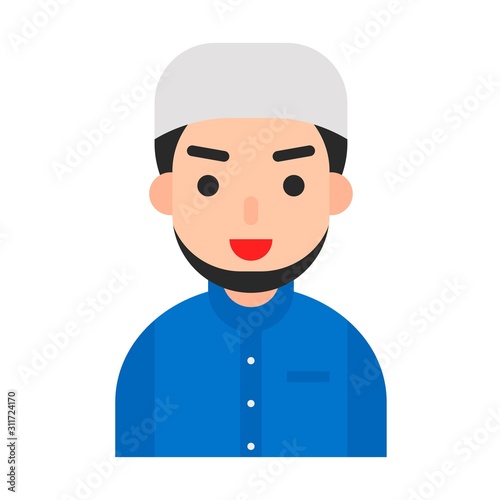 Muslim avatar vector, Muslim people flat icon