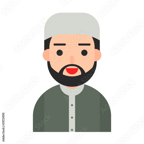 Muslim avatar vector, Muslim people flat icon
