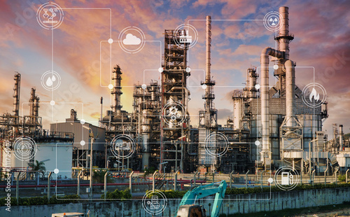 Petrochemical industry on sunset.