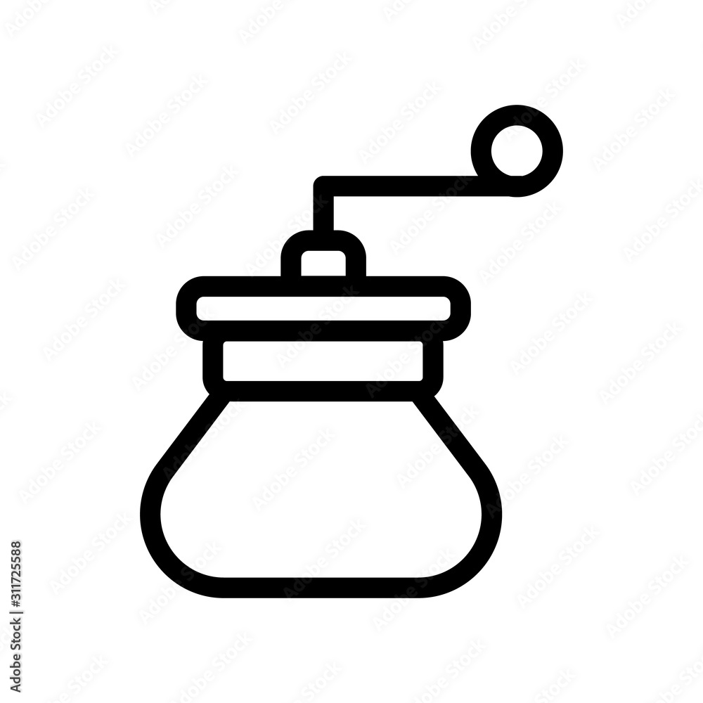 coffee grinder icon vector. A thin line sign. Isolated contour symbol illustration coffee grinder icon vector. A thin line sign. Isolated contour symbol illustration