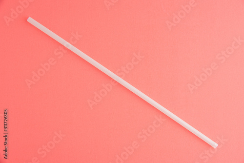 Straw Isolated On Pink Background, White Straw