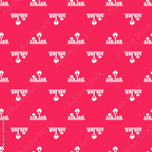 White line Mold icon isolated seamless pattern on red background. Vector Illustration
