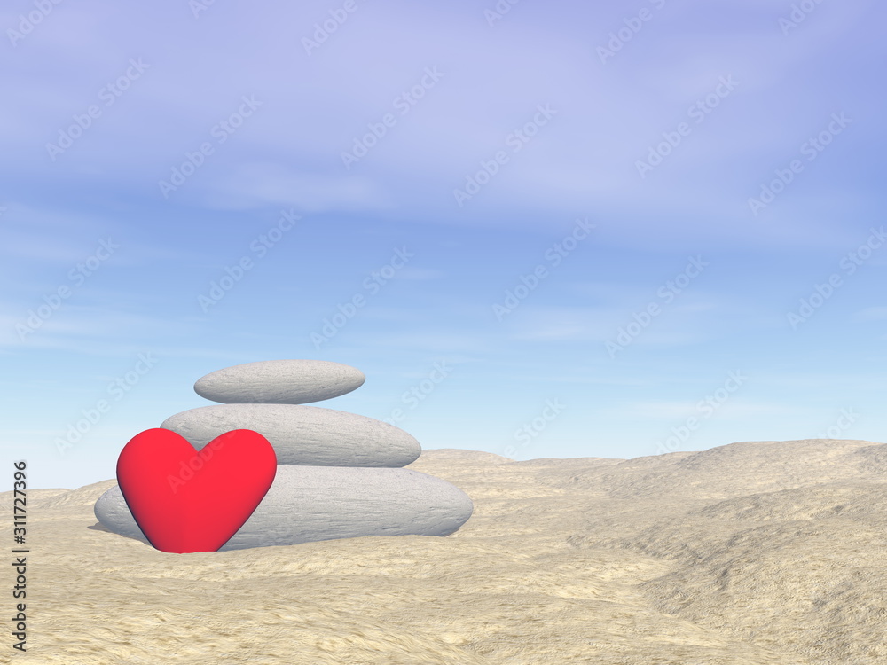 Fototapeta premium Love feeling at the beach - 3D render