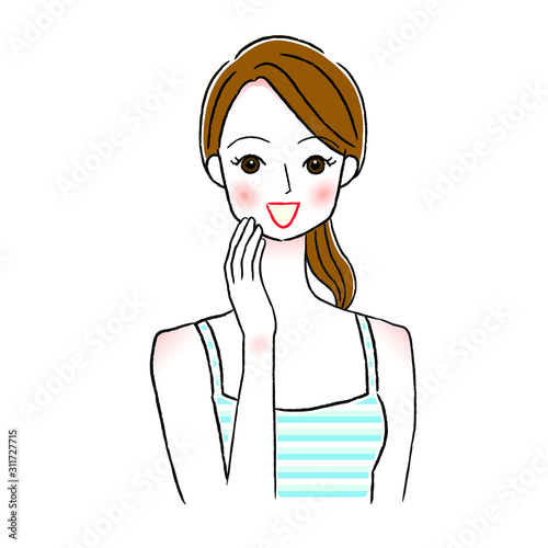 微笑む女性のイラスト　美容