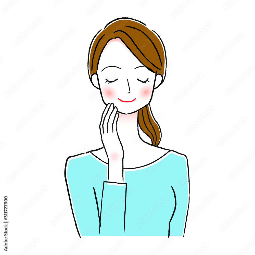 微笑む女性のイラスト　美容