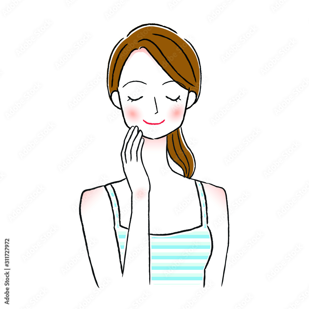 微笑む女性のイラスト　美容