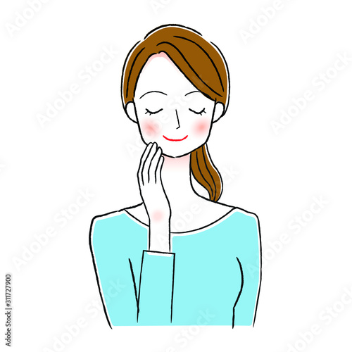 微笑む女性のイラスト　美容