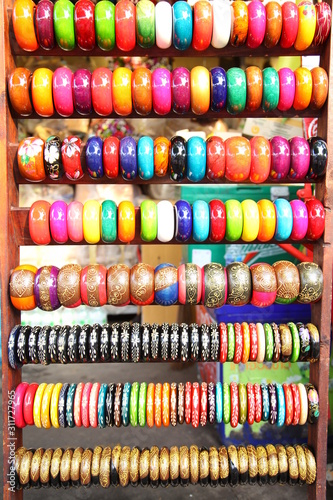 Fashion multicolored bangles for background
