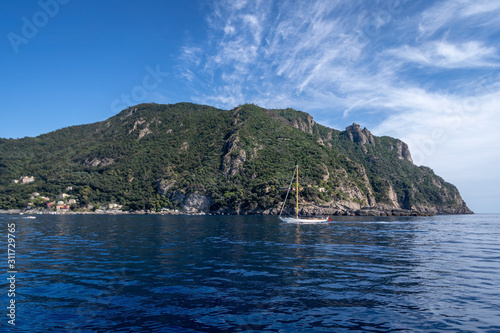 Rocky coast at Punta Chiappa, Portofino natural park, Liguria, Italy © Dmytro Surkov
