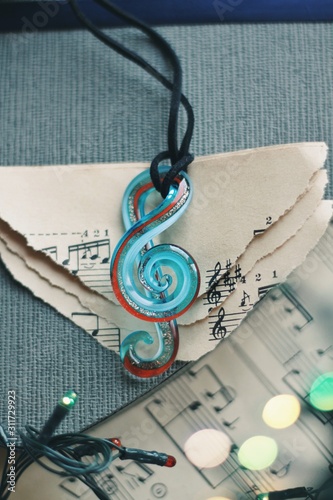Jewelry composition on interior background with bokeh