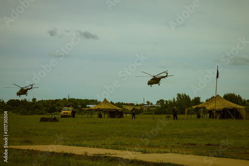Military camp, helicopters. © Vera