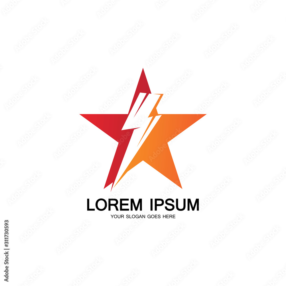 Obraz premium Lightning Star,Energy Star logo vector icon design template