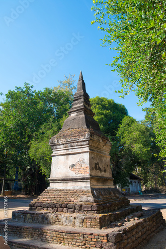 Old pagoda at Wat Phra That Bang Phuan is the old temple in Nongkhai of Thailand
