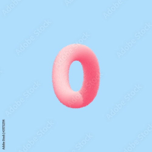 Number 0 Realistic 3D Fur Effect. Vector illustration for your Zero Realistic 3D Fur Effect number collection design