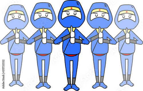 分身の術をする忍者のイラスト